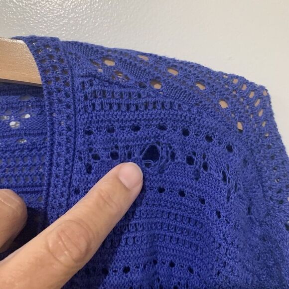 Talbots | Cardigan 3/4 Sleeves Open Front Blue Purple Plus- Size 3x Petite - Picture 3 of 7